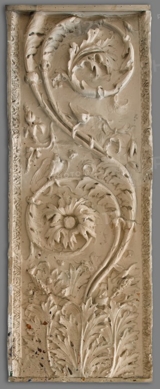 Cast of monumental pilaster fragment with acanthus, scrolls, and eagle, late 18th century. Creator: Unknown.