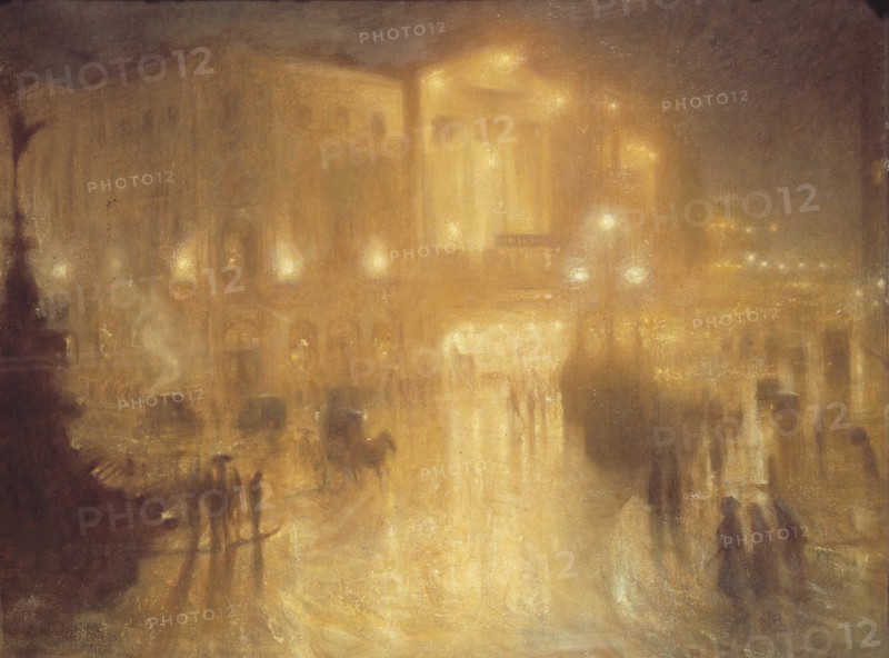 A Wet Night at Piccadilly Circus, 1910. Creator: Arthur Hacker.