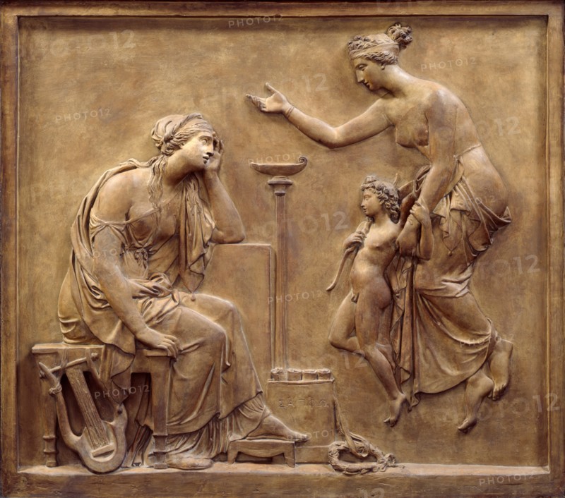Venus and Cupid appearing to Sappho to console her, before 1866. Creator: John Gibson.