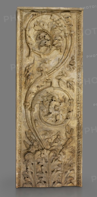 Cast of monumental pilaster fragment with acanthus, scrolls, and birds, late 18th century. Creator: Unknown.