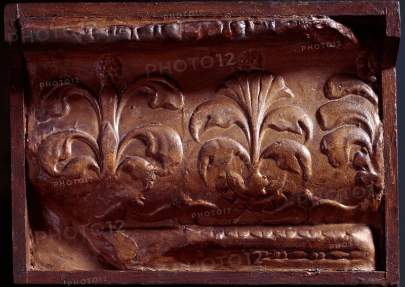 Cast of moulded profile with stylized lotus-and-palmette motif,  27BC-14 CE, (early 19th century). Creator: Unknown.