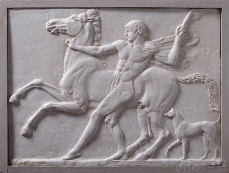 Cast of relief of youth, horse, and dog from Hadrian's Villa, c120-140 AD, (19th century?). Creator: Unknown.