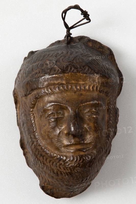 Brown painted plaster cast of male figure in armour or chain mail, c1850. Creator: Unknown.