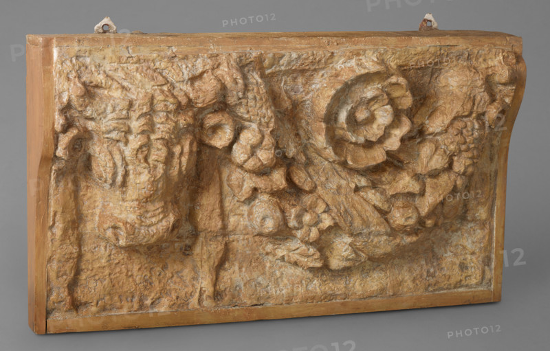 Cast of part of frieze showing a bucranium, garland, and rosette, late 18th-early 19th century. Creator: Unknown.