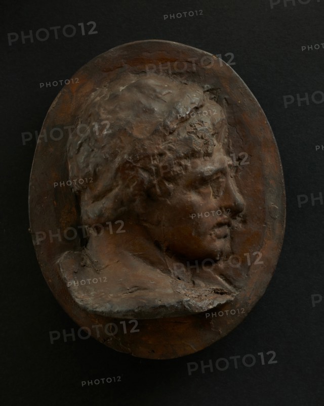Cast of head of attendant holding ram. Creator: Unknown.