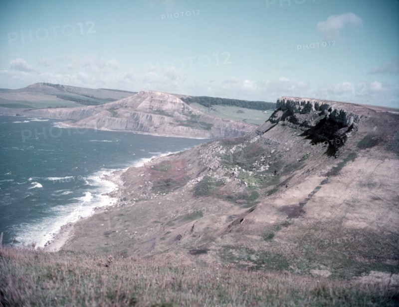 Kimmeridge Ledges and coastline seen from St Alban's Head, Dorset, c1955. Creator: Arthur Charles Kirby Ware.