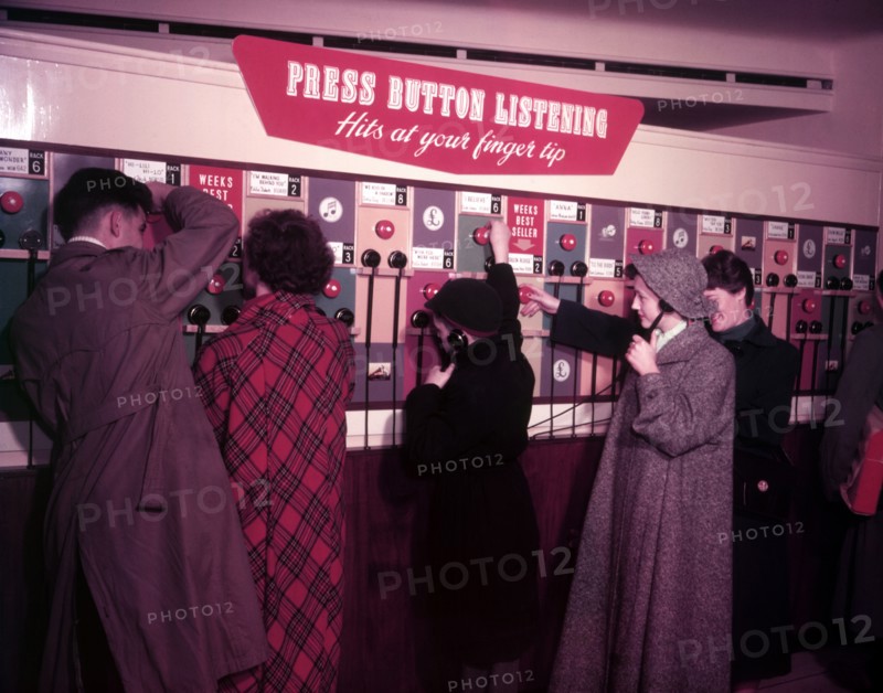 'Press Button Listening', HMV, Oxford Street, London, 1953.  Creator: Arthur Charles Kirby Ware.