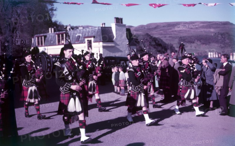 Pipers sounding 'The Retreat', Portree, Isle of Skye, Scotland, c1955. FOCUS? Creator: Arthur Charles Kirby Ware.
