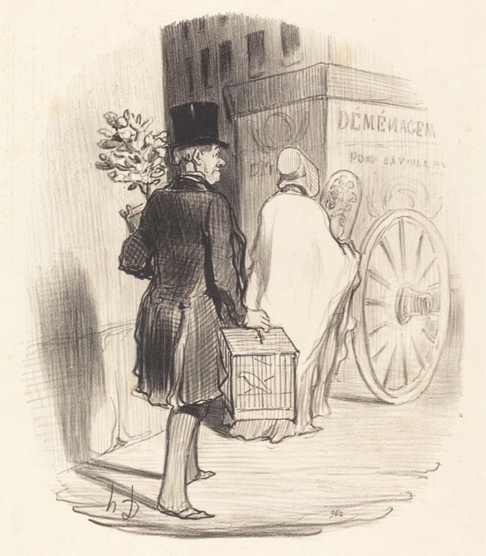 Parisien transportant dans un autre quartier ses dieux Lares, 1847. Creator: Honore Daumier.