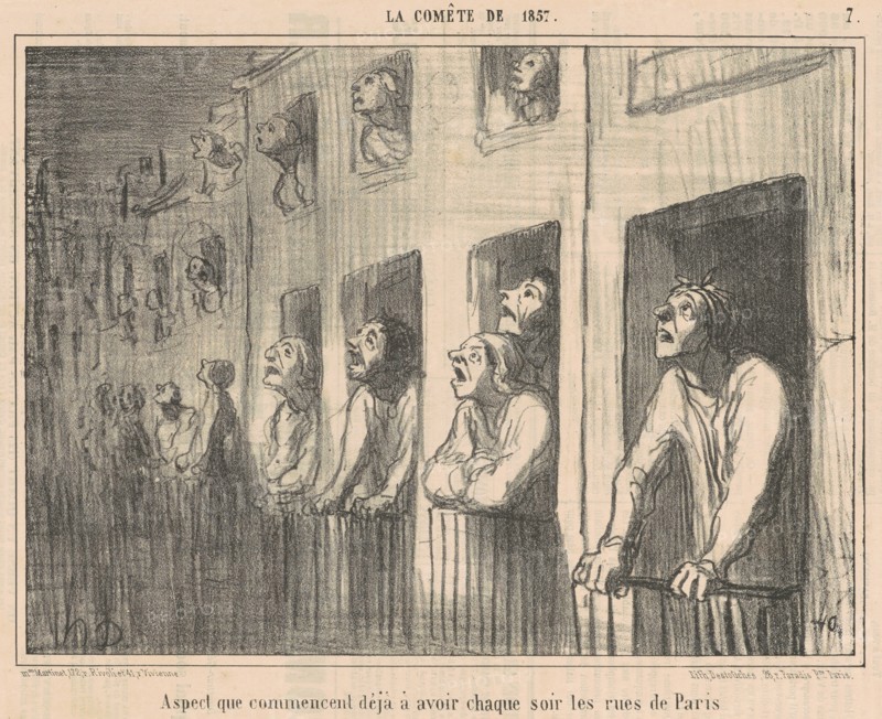 Aspect que commencent déjà à avoir chaque soir les rues de Paris, 1857.  Creator: Honore Daumier.