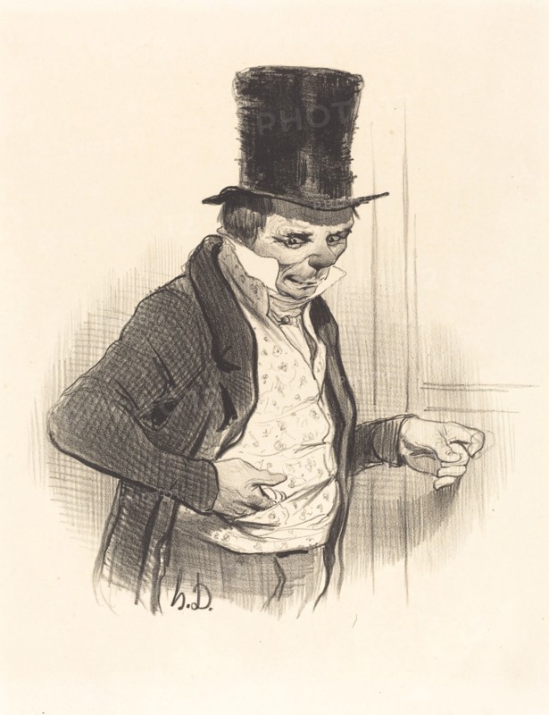 Le Portier en Tournées de Visites du Jour de l'An, 1841.  Creator: Honore Daumier.