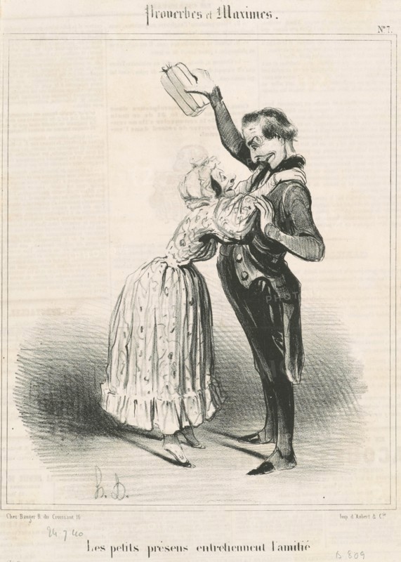 Les petits présens entretiennent l'amitié, 19th century.  Creator: Honore Daumier.