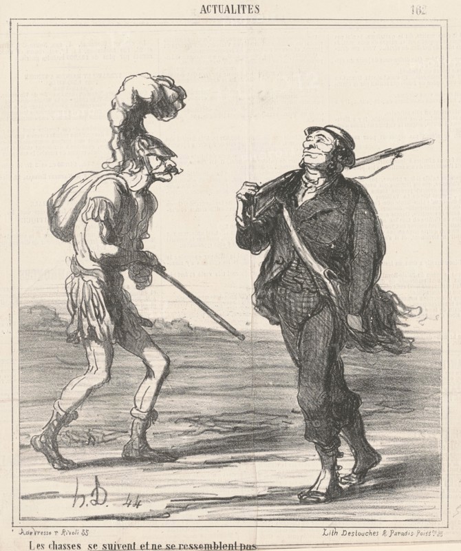 Les chasses se suivent et ne se ressemblent pas, 19th century. Creator: Honore Daumier.