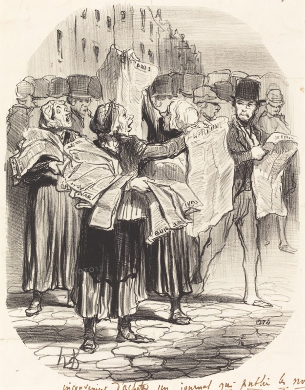 Inconvénient d'acheter un journal..., 1848. Creator: Honore Daumier.