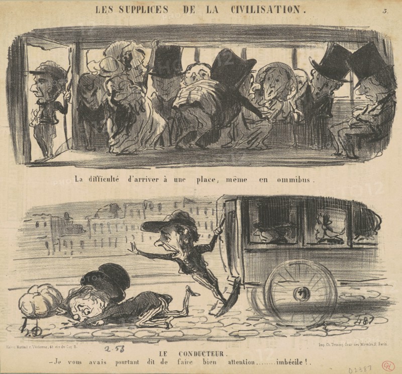 La difficulté d'arriver à une place, même en ommibus, 19th century. Creator: Honore Daumier.
