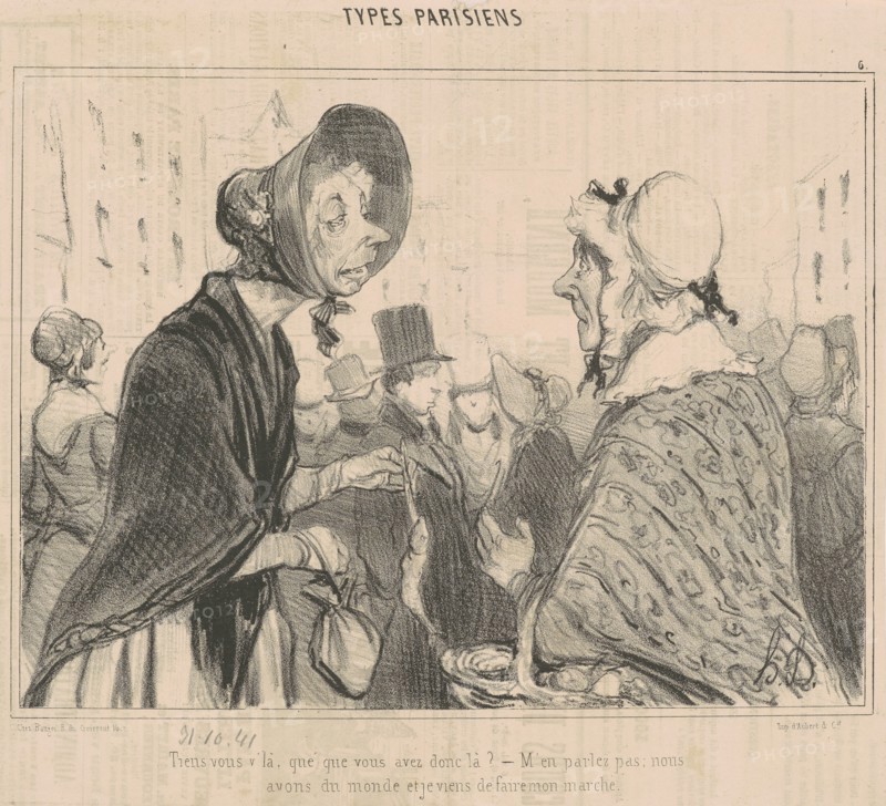Tiens vous v'là, qué que vous avez donc là?, 19th century. Creator: Honore Daumier.