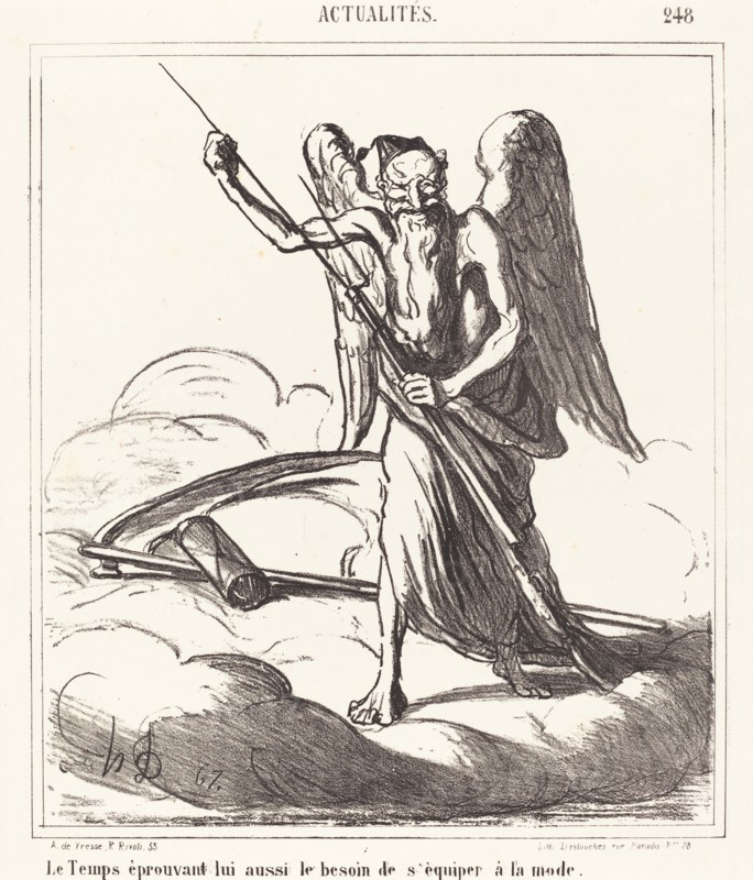 Le Temps éprouvant lui aussi le besoin de s'équiper à la mode, 1867. Creator: Honore Daumier.