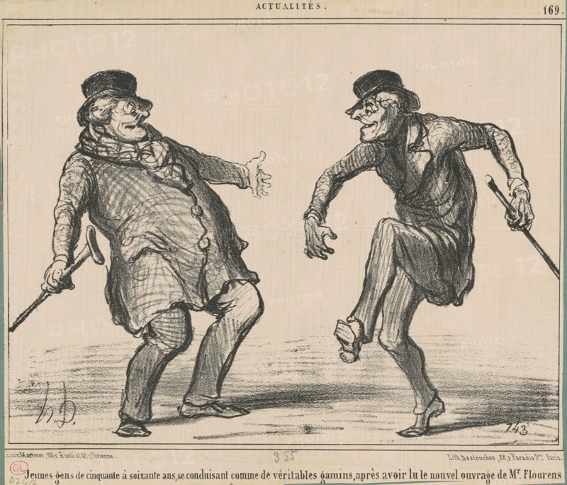 Jeunes gens de cinquante à soixante ans, se conduisant comme de véritables gamins ..., 19th century. Creator: Honore Daumier.