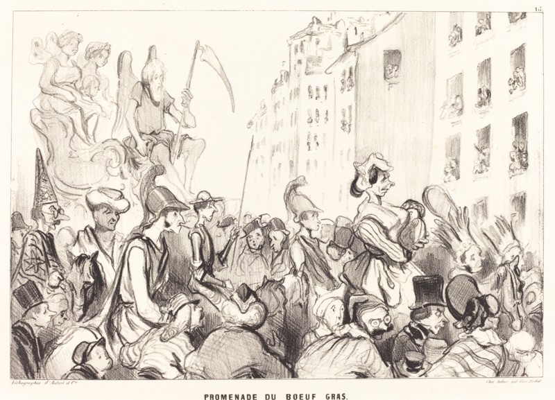 Promenade du Boeuf Gras, 1839. Creator: Honore Daumier.