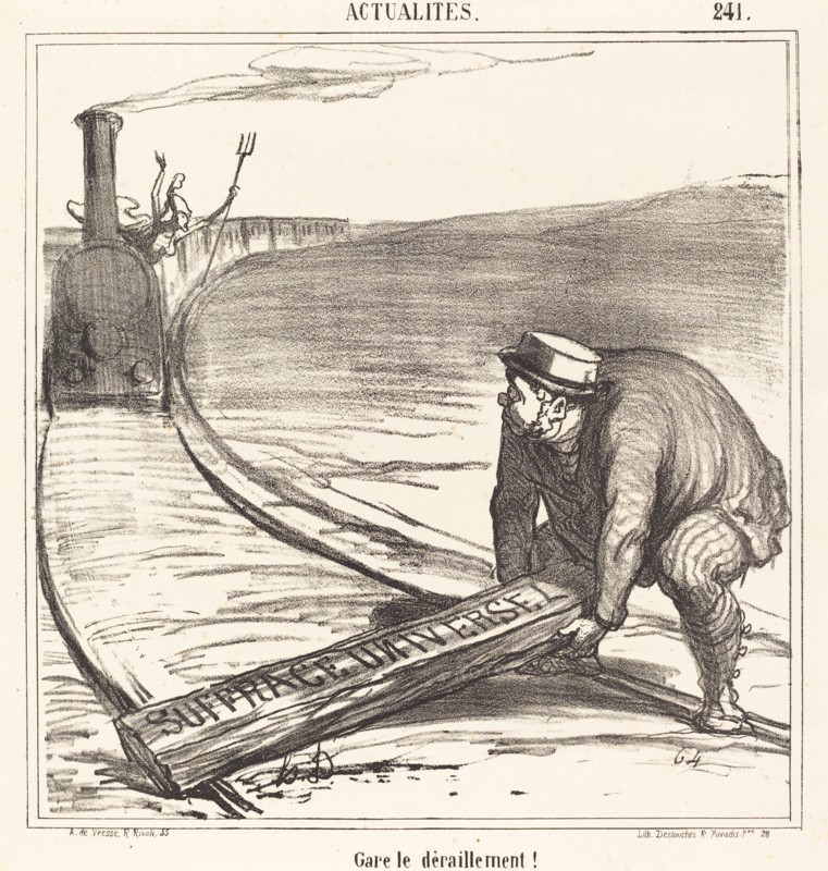 Gare le déraillement!, 1866. Creator: Honore Daumier.