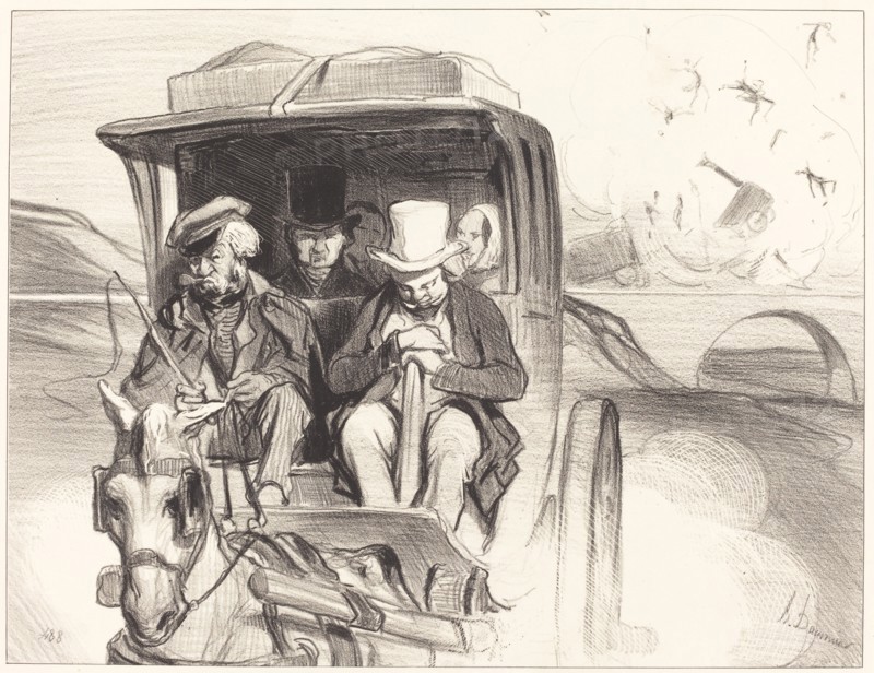 Allons donc... que diable cocher, votre coucou n'avance pas!..., 1843.  Creator: Honore Daumier.