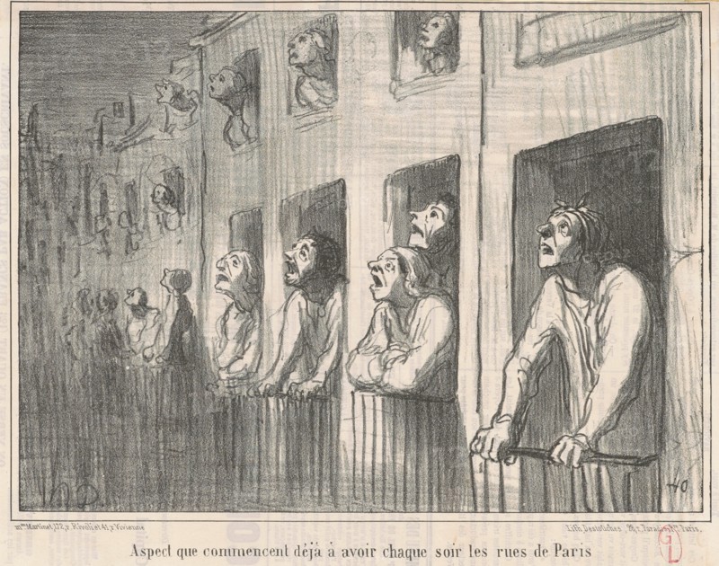 Aspect que commencent déjà à avoir chaque soir les rues de Paris, 1857. Creator: Honore Daumier.