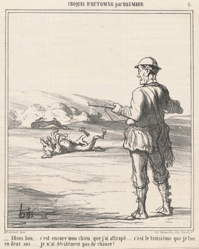 - Allons bon,... c'est encore mon chien que j'ai attrapé..., 19th century. Creator: Honore Daumier.