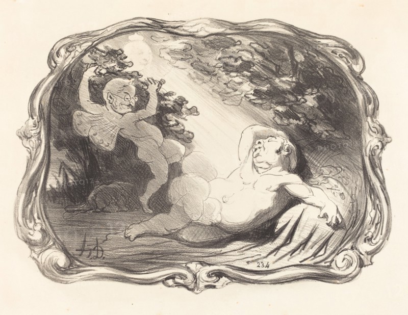 Le Sommeil d'Endymion-Berryer, 1851. Creator: Honore Daumier.