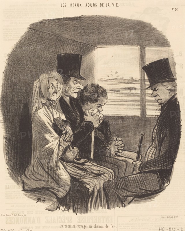 Un premier voyage en chemin de fer, 1846. Creator: Honore Daumier.