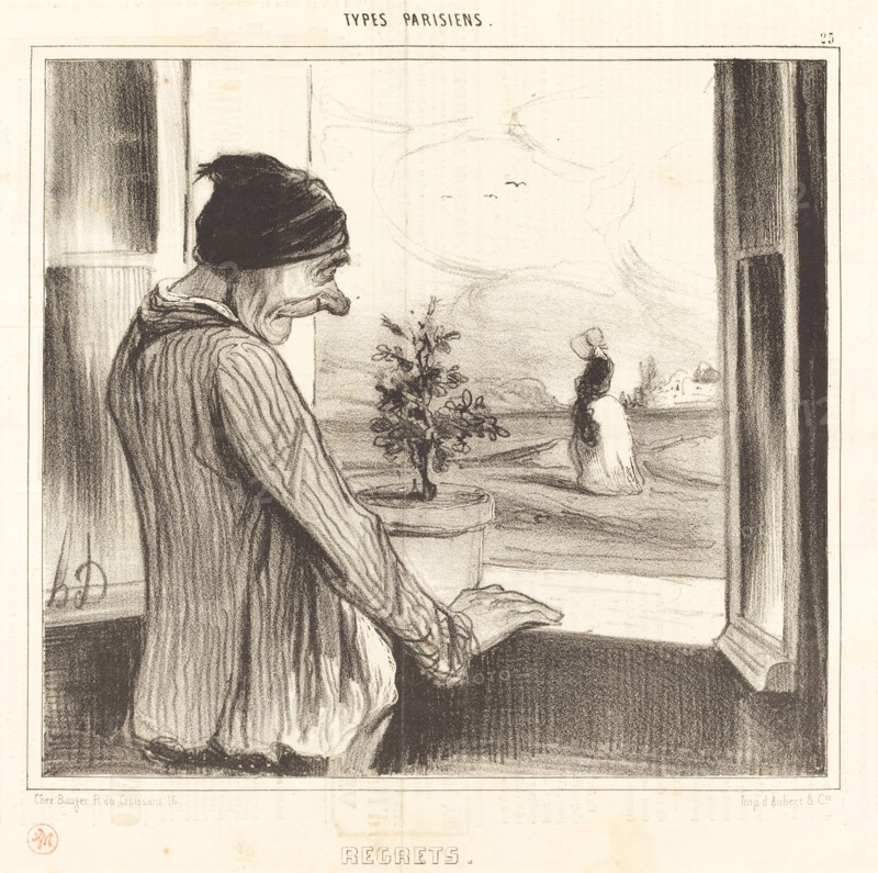 Regrets, 1840. Creator: Honore Daumier.