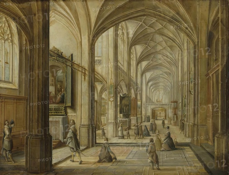 Interior of a Gothic Church, 1615. Creator: Hendrik van Steenwyck.