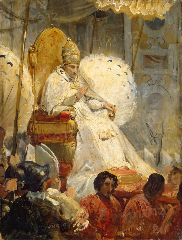Ceremonial Carrying of Pope Pius VIII into St Peter's Cathedral in 1829, (1829/1830). Creator: Emile Jean-Horace Vernet.
