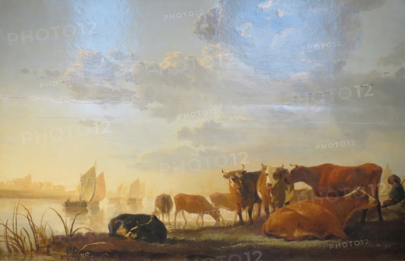 Cows in a River, at Sunset, 1650. Creator: Aelbert Cuyp.