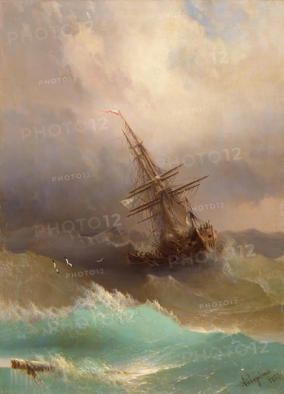Ship Amid the Stormy Sea, 1887. Creator: Ivan Aivazovsky.