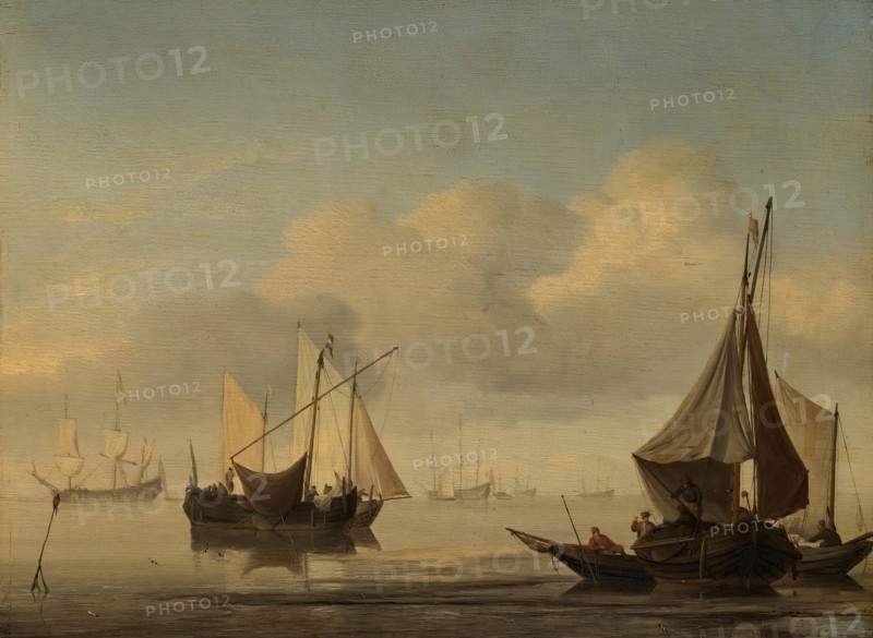 Fishing Boats near a Sandbank in a Calm, 2nd half of 1650s. Creator: Willem van de Velde the Younger.