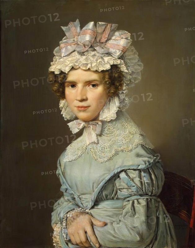 Portrait of a Lady in Blue Dress, 1824. Creator: Christian Albrecht Jensen.