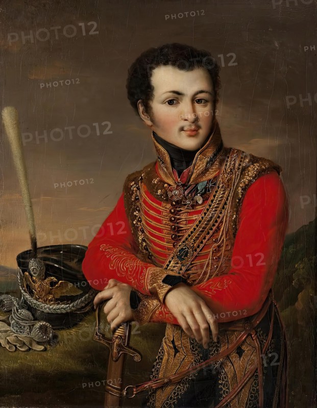 Portrait of Artemy Lazarev (1791-1813), the Poruchik of the Life Guards Hussars Regiment, 1819. Creator: Vasily Tropinin.