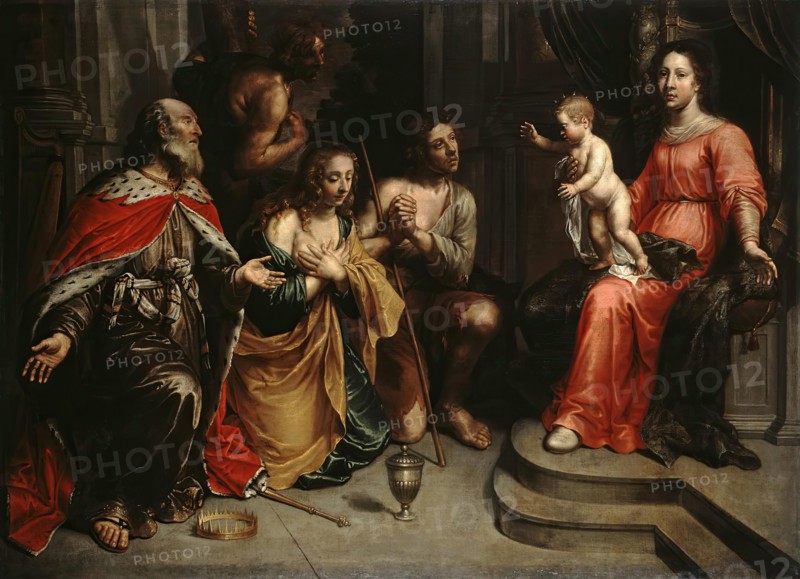 Repentant Sinners in front of the Virgin and Child, 1630. Creator: Peter van Lint.