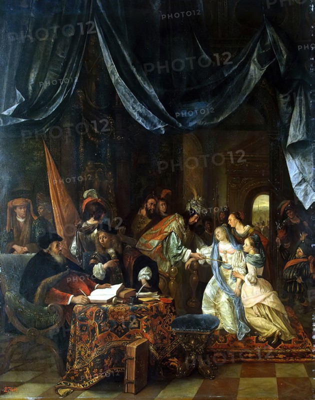 Esther before Ahasuerus, 1660. Creator: Jan Steen.