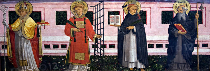 Nicholas, St Lawrence, St Peter Martyr, St Antony the Abbot, 1452. Creator: Bartolomeo Caporali.