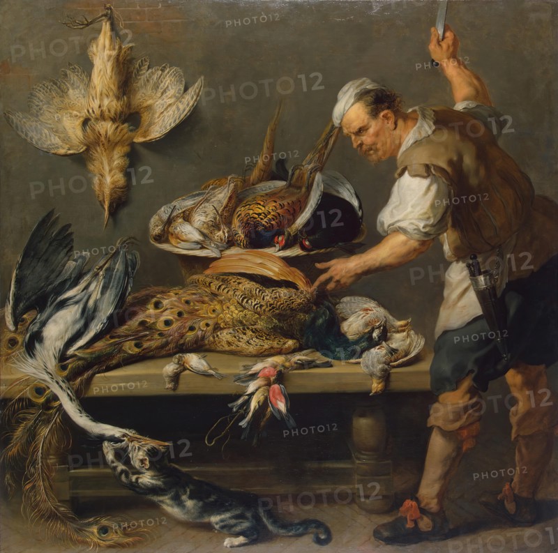 Cook at a Kitchen Table with Dead Game on it, 1634. Creator: Frans Snyders.