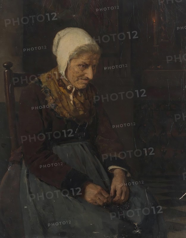 Old Woman seated on a Chair, 2nd half of 19th century. Creator: Benjamin Vautier.