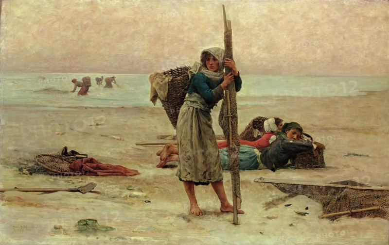 Oyster catching, 1884. Creator: Pierre Billet.