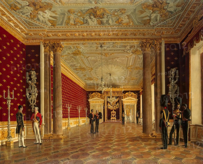 The Throne Room of Empress Maria Fiodorovna in the Winter Palace, 1831. Creator: Evgraf Fedorovich Krendovsky.