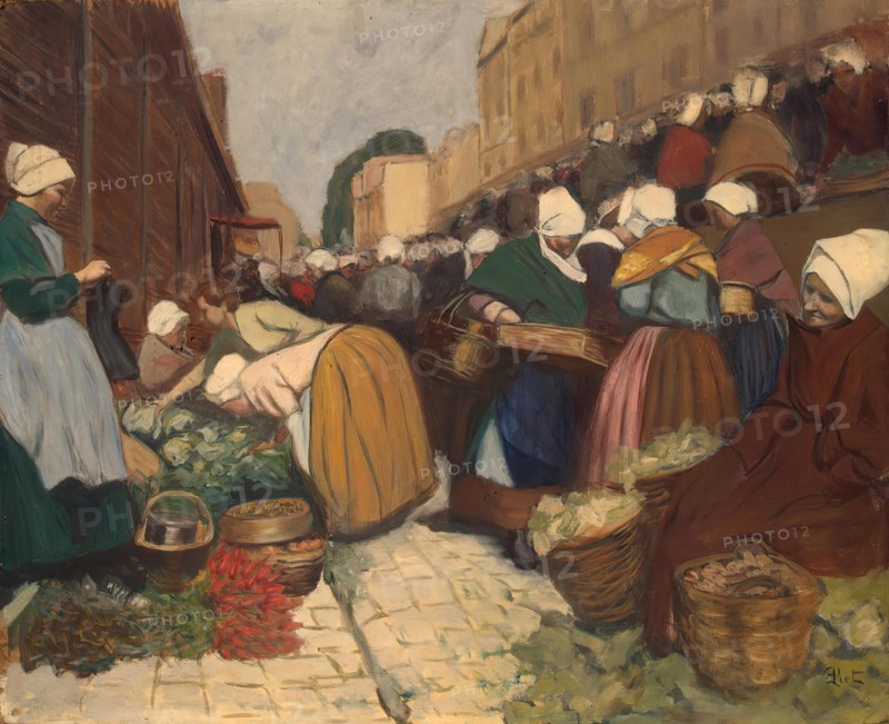 Market in Brest, 1899. Creator: Fernand Piet.