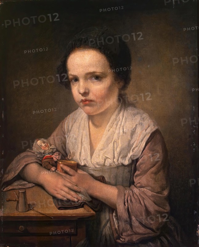 Girl with a Doll, 1750. Creator: Jean-Baptiste Greuze.