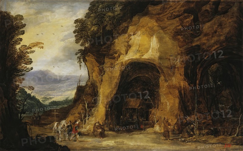 Monks in a Grotto, 1625. Creators: Joos de Momper, the younger, Hans Jordaens III.