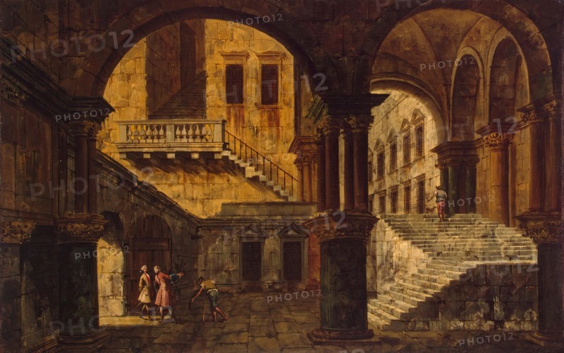Courtyard with a Staircase, 1735. Creator: Michele Marieschi.