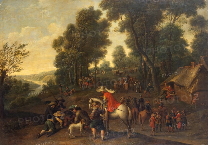 Halt of Horsemen in a Forest, 1657. Creator: Pieter Snayers.
