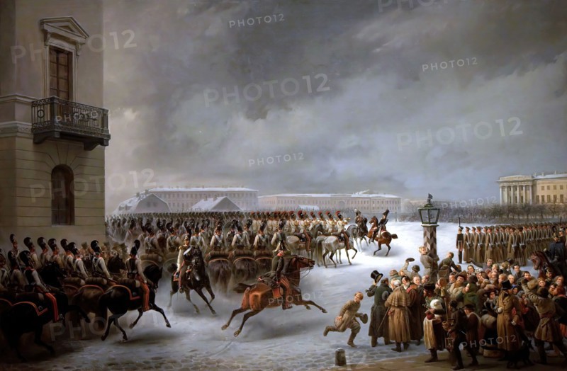 Life Guards Horse Regiment During the Uprising of December 14, 1825 at the Senate Square, 1853. Creator: Georg Wilhelm Timm.